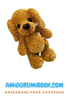 a brown teddy bear sitting on top of a white background with the words amigurum book com