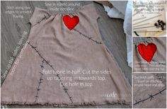 the instructions for making a heart - shaped skirt with barbed wire and fabric on it