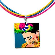 Frida Kahlo-inspired Necklace - Pendant - 100% Hand Painted Frida jewelry. Made from scratch. Original artwork. No prints. We put our heart and soul into making something really special for our shop at Fridamaniacs. We wanted to create something very unique. Something you won't find everywhere else on Etsy or other places. Every single piece is unique in the whole universe!!! This gorgeous hand painted Frida Kahlo pendant is a beautiful mini masterpiece. Original Artwork. We created it using hig Trendy Hand Painted Jewelry Gift, Hand Painted Artsy Resin Jewelry, Artsy Hand Painted Resin Jewelry, Hand Painted Multicolor Resin Jewelry, Artsy Multicolor Round Pendant Necklace, Blue Artistic Pendant Necklace, Artistic Pendant Necklace With Artistic Design, Artistic Blue Adjustable Necklace, Hand Painted Resin Pendant Jewelry