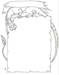 a drawing of a dragon holding a blank paper