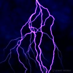 purple lightning strikes across the night sky