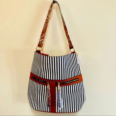 Brand New! Nautical, Natural Themed Bag Black & White Striped Purse With Camel Trim And Gold Hardware 2 Outside Zipper Pockets 1 Inside Zip Pocket 2 Inside Slip Pockets Zipper Closure Both Long And Short Straps Included! Appx. Measurements: Height: 13.5" Width: 15" Depth: 5.5" Travel Shoulder Bag With Striped Lining, Everyday Bags With Striped Lining, Chic Daily Use Bags With Striped Lining, Chic Rectangular Shoulder Bag With Striped Lining, Chic Shoulder Bag With Striped Lining, Chic Shoulder Bag With Striped Lining For Everyday, Chic Striped Shoulder Bag For Everyday, Everyday Use Shoulder Bag With Striped Lining, Double Handle Bag With Striped Lining