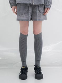 YUTHENTIC is a women's clothing-based street casual brand that develops unique collections within neat silhouettes and everyday styles, focusing on androgynous items.- Knee socks with the brand's signature logo on the front- Three-dimensional ribbed texture detail- The high length makes your legs look longer and creates a stylish look- Comfortable to wear with good elasticity Trendy Mid-calf Bottoms, Gray Casual Socks For Spring, Casual Gray Socks For Spring, Trendy Gray Socks For Spring, Casual Summer Streetwear Socks, Trendy Gray Knee-high Socks For Winter, Casual Knee-high Socks For Fall, Casual Knee-high Socks, Casual Stretch Knee-high Socks