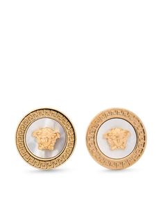 gold-tone metal circular design Medusa Head motif butterfly fastening for pierced ears These earrings come as a pair. Stud Earrings Gold, Medusa Head, Circular Design, Chanel 2, Iconic Bags, Demi Fine Jewelry, Fine Earrings, Ballet Flat Shoes, Watches Jewelry