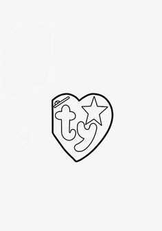 a black and white drawing of a heart with stars