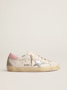 Super-Star with silver leather star and pink heel tab | Golden Goose Golden Sneakers, Golden Goose Sneakers, Shoe Inspo, Girly Shoes, Star Shoes, Golden Goose Shoes, Stockholm Fashion, Star Sneakers, Super Star