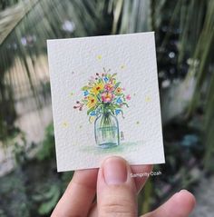 Mini Watercolour Painting, Miniature Watercolor, Tiny Watercolour Painting, Miniature Watercolor Paintings, Watercolour Miniature Painting, Honeymoon Destination Ideas, Small Artwork, Watercolor Flowers Paintings