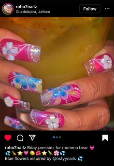 90s Nails, Bears Nails, Ombre Nails Glitter, Momma Bear, School Nails, Bling Acrylic Nails