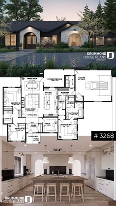 the floor plan for this modern house is very large and has three levels to accommodate it