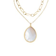 Nothing quite completes a look like a layer of gold necklaces and we’ve created the perfect no-fuss set for you! We’ve attached a chic 14k gold plated chain with a scalloped teardrop mother of pearl pendant to create this reversible, must-have piece. Whether you’re giving one as a gift or treating yourself, you’ll want to layer this set daily. It’s quickly becoming a favorite among the amazing survivors who crafted it! Materials: 14k gold plated stainless steel and mother of pearl necklaceHypoal Starfish Project, Mother Of Pearl Pendant, August Birthstone Jewelry, July Birthstone Jewelry, Mother Of Pearl Necklace, Pearl Necklaces, Gifts For New Mums, Gold Necklaces, Zodiac Jewelry