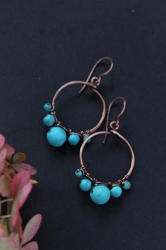 Turquoise Earrings Copper Metalwork Earrings Circle Rustic - Etsy Ukraine Carnelian Earrings, Rustic Earrings, Earrings Circle, Earrings Geometric, Earrings Elegant, Christmas Gift Jewelry, Wrapped Jewelry, Everyday Earrings, Copper Earrings