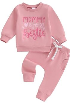 Toddler Girls Outfits Mommy Is My Besite Long Sleeve Sweatshirt Pant Set 12-18M Material: Newborn girl outfit, baby girl winter clothes, daddys girl baby clothes made of 73.3%cotton, 20.4%polyester, 6.3%spandex, skin-friendly fabric, soft in texture, moderate in thickness, comfortable to wear, and suitable for a baby's delicate skin. Features: Toddler girl clothes, valentines day baby girl outfit, toddler 2 piece clothes outfit, baby girl auntie's bestie outfit, long sleeve and crew neck pullove Toddler Girls Outfits, Bestie Outfits, Baby Girl Clothes Winter, Valentines Day Baby, Newborn Girl Outfits, Clothes Outfit, Girls Outfits, Long Sleeve Sweatshirt