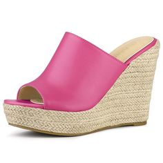 An espadrille wedge adds leg-lengthening height to chic platform mules. Wear yours with everything from dresses to denim. These platform mules feature an open-toe design and an espadrille platform that adds a touch of elegance to any outfit. The vamp is made of PU, the outsole is crafted from TPR, and the heel is made of PVC. These materials ensure durability and comfort for all-day wear. The padded insole provides additional comfort, making these sandals perfect for various occasions such as pa High Heel Synthetic Espadrilles For Spring, Synthetic High Heel Espadrilles For Spring, Spring Platform Espadrilles In Synthetic, Spring Platform Espadrilles In Straw, Spring Platform Espadrilles Made Of Straw, High Heel Straw Espadrilles For Spring, Spring High Heel Straw Espadrilles, Espadrille Wedge Heels For Spring, Spring Espadrille Wedge Heels