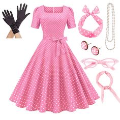 Season:Spring  Summer; Look After Me:Washable; Gender:Women's; What's in the box:Earrings,Necklace,Headwear,Gloves,Dress; Types:Christmas Party Dress,Flare Dress,Tutu,A-Line Dress,Petticoat Hoop Skirt; Style:Rockabilly,1950s,Retro Vintage; Elasticity:Micro-elastic; Occasion:Party / Evening,Masquerade; Material:Polyester; Age Group:Adults'; Pattern:Polka Dot; Listing Date:05/26/2023; Clothing Waist:; Clothing Length:; Bust: Christmas Dress Women Parties, Masquerade Dress, Tutu Women, Oktoberfest Outfits, 1950s Rockabilly, Gloves Dress, Box Dress, Sunday Clothes, 2023 Clothing