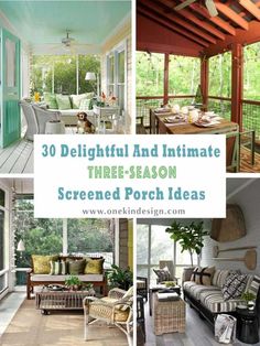 the porch is filled with furniture and decor