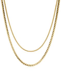 Set of two connected layered chains Top chain is 2mm wide + 16” long Bottom chain is 3mm wide + 18” long Made from Brass Plated Gold and Silver 100% nickel-free and cadmium-free 1 year warranty Packaged in Luv Aj branded gift boxes Double Strand Box Chain Necklace For Gift, Double Strand Box Chain Necklace For Gift Giving, Gift Double Strand Box Chain Necklace, Fine Studs, Personalised Jewellery Necklaces, Luv Aj, Chain Top, Instagram Gift, Solitaire Studs