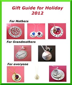 the gift guide for holiday 2012 is shown in several different colors and designs, including silver discs