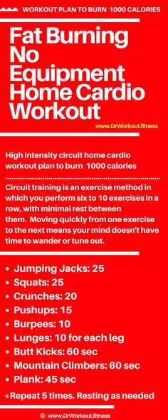 Fat Burning No Equipment Home Cardio Workout Home Cardio Workout, Cardio Workout Plan, 1000 Calorie Workout, Burn 1000 Calories, Home Cardio, Workout Fat Burning, Hiit Workout Routine, Calorie Workout