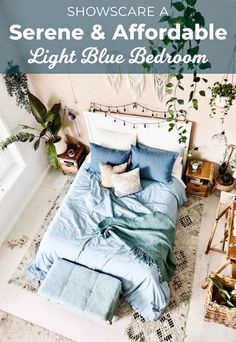 Light Blue Boho Bedroom Light Blue Boho Bedroom, Bedroom Light Blue, Blue Boho Bedroom Ideas, Blue Boho Bedroom, Bedroom Design Tips, Light Blue Decor, Light Blue Bedroom, Boho Bedroom Design, Boho Bedroom Ideas