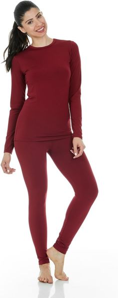 Cozy up and stay warm with this Ultra Soft Long Sleeve Thermal Pajamas Top & Pants Set. Crafted from high-end thermal fabric, this soft pajama set is designed to keep you comfortable and warm in cold weather. The fabric blend offers superior softness and an extremely cozy feel. Enjoy superior comfort year-round with this timeless set. Heat Retention: Thermajane womens thermal underwear keeps your body heat from escaping. They provide extra warmth and coziness to make a perfect everyday baselayer Snow Trip Outfit, Thermal Vest, Thermal Pajamas, Womens Thermal, Trip Outfits, Winter Knit Hats, Soft Pajamas, Long Johns, Top Pants Set