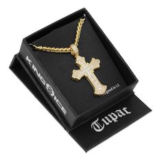 This pendant was inspired by the 2Pac's tattoos, the Fleur de Lis styled cross. Many stones surround the inner cross composed of princess-cut stones and matched with an iced bale. "Exodus 18:31" is stamped on the back of each piece. 2pac Tattoos, Princess Cut, Cross Necklace, Hip Hop, White Gold, Personalized Items, Tattoos, Stone, Pendant