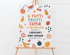 an easer with a sign on it that says a tutti fruit cutie is on the way