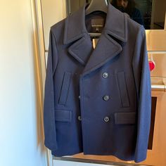 Nwt Men’s Size Small Banana Republic Peacoat. Short Peacoat, Small Banana, Wool Peacoat, Blue Man, Banana Republic, Mens Short, Mens Jackets, Color Blue, Jackets & Coats