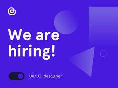 we are hiring banner with purple background and white text on the bottom right corner that reads, we are hiring uxu designer