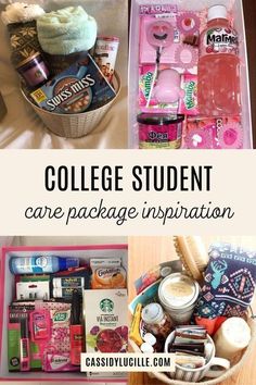 the college student care package is organized and ready to be packed into their dorm room