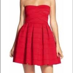 Feel Beautiful In This Dee Elle Flirty Red Dress! A Sweetheart Neckline Paired With An Exposed Zipper On The Back Is Sure To Get You A Turned Head Or Two (Or Three ). Nwt 70% Polyester 30% Viscose Size Xs (Wears Larger) Red Mini Dress With Sweetheart Neckline And Fitted Bodice, Red Spring Dress With Heart-shaped Neckline, Red Fit And Flare A-line Mini Dress, Red A-line Strapless Cocktail Dress, Exposed Zipper, Feel Beautiful, How To Feel Beautiful, Sweetheart Neckline, Strapless Dress