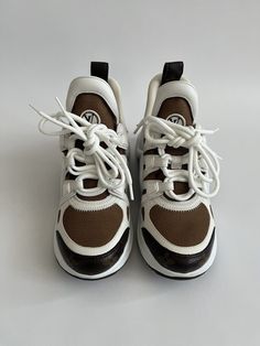 Louis Vuitton Archlight White Brown Sneakers Size 35  | eBay Brown Sneakers, Fashion Shop, Shoe Collection, Athletic Shoes, Shoe Accessories, Louis Vuitton, Women Accessories, Women Shoes, Sneakers