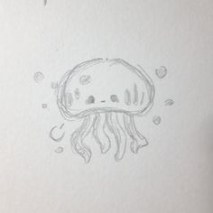 an ink drawing of a jellyfish with bubbles coming out of it's mouth