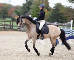 a woman riding on the back of a brown horse