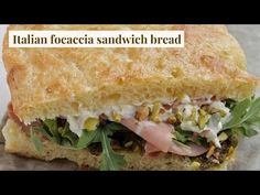 an italian focaccia sandwich bread with meat and vegetables