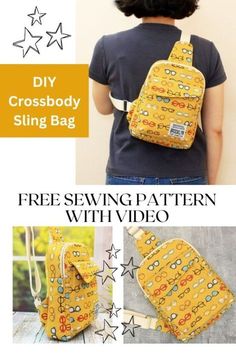 the back side of a cross body sling bag with free sewing pattern and video instructions