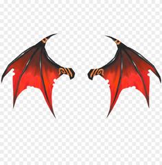 two red dragon wings with black and yellow details on the wings, hd png