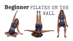 three women are doing different poses on their hands and legs with the words beginner plates on the wall above them