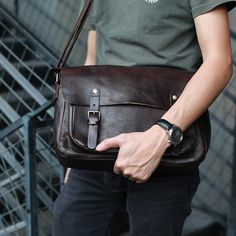 Handmade Men Messenger Bag Full Grain Leather Shoulder Bag Crossbody Bag ZB65 Model Number: ZB65 Dimensions: 12.99"L x 4.3"W x 8.3"H / 33 cm(L) x 11 cm(W) x 21 cm(H) Weight: 2.6 lb / 1.2 kg Shoulder Strap: Adjustable & Removable Color: Coffee / Black / Orange Features: • Genuine Natural Leather• Inside 1 Zipper Pocket, 1 Cell Pocket, 1 Purse Pocket.• YKK Zipper• Adjustable Shoulder Strap• Can fit an iPad. Handmade Laptop Bag, Men Messenger Bag, Stylish Leather Bags, Mens Bag, Laptop Bag Men, Cafe Concept, Leather Briefcase Men, Laptop Shoulder Bag, Leather Portfolio