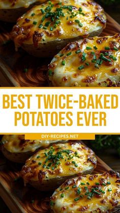 the best twice - baked potatoes ever are made with cheese and parsley on top