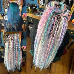 Full Head Wave / Curly / Dreads Set Custom Handmade Single Ended Synthetic Dreadlocks Dreads With Wraps and Beads 22 Various Colours - Etsy UK Handmade Dreadlocks, Fake Dreadlocks, New Dreads, Dread Wraps, Blonde Dreads, Plaits Hairstyles, Viking Wedding, Synthetic Dreadlocks