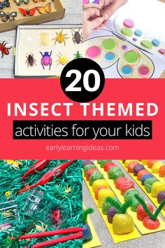 insect themed activities for kids with text overlay that reads 20 insect themed activities for your kids