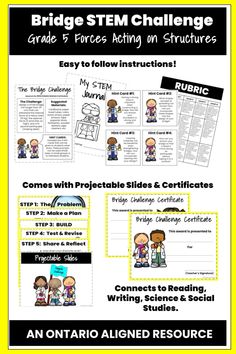 This bridge challenge was a favourite with ny fifth graders. Easy to implement and engaging for your students. Includes everything you need to run a successful week long challenge that aligns with the new Ontario science curriculum. Also includes projectable slides, certificates and additional activities that connect to literacy, science and social studies. Early Elementary Resources, Inquiry Based Learning, Upper Elementary Resources, Paragraph Writing