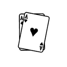 two playing cards with hearts drawn on the front and back, both in black ink