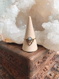 "᛫ 。《 ♢ 》 。᛫ LALIKA Ring * An Indian meaning for \"a graceful woman.\" Brass moonstone ring. Handmade in India with raw brass and moonstone. Perfect for stacking! This ring is one size only - size 8. If you have any questions about this I'd be happy to help!  Raw brass naturally develops a nice antique tinge overtime when in contact with different oils in your skin. I've included a little cloth with your ring and I recommend giving it a polish with water and soap every now and then to keep it nice and shiny :) * MOONSTONE * Calms and balances emotional overreactions. It reminds us that all things are part of an ongoing cycle and enables us to receive direction from the unconscious mind. The ancients believed that a person could read their own future if they put the moonstone in their mouth Bohemian Opal Birthstone Ring, Bohemian Opal Birthstone Ring For Gift, Bohemian Style Opal Birthstone Ring As Gift, Bohemian Opal Ring Birthstone Gift, Bohemian Moonstone Ring With Natural Stones For Promise, Bohemian Moonstone Promise Ring With Natural Stones, Bohemian Opal Ring, Bohemian Opal Birthstone Promise Ring, Bohemian Opal Promise Ring