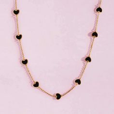 Multi Gemstone Heart Necklace - Eleonora Beracasa Gold Link, Heart Gemstone, Pink Enamel, Gorgeous Necklaces, Gemstone Colors, Black Onyx, Gold Black, Heart Necklace, Red Gold