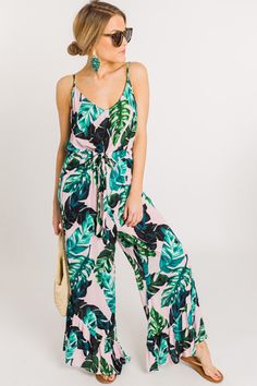 In the Tropics Jumpsuit :: NEW ARRIVALS :: The Blue Door Boutique Tropical Jumpsuit, Casual Beach Season Jumpsuits And Rompers With Tie Waist, Summer Maxi Jumpsuits And Rompers With Tie Waist, Summer Maxi Length Jumpsuits And Rompers With Tie Waist, Summer Maxi Length Jumpsuit With Tie Waist, Casual Tropical Print Jumpsuit For Vacation, Flowy Casual Jumpsuits And Rompers For Brunch, Casual Flowy Jumpsuits And Rompers For Brunch, Casual Jumpsuits And Rompers With Tie Waist For Vacation