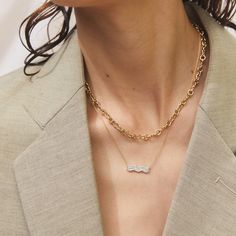 Our 14k gold Mixed Link Necklace is the epitome of quiet luxury and effortless sophistication. The mixed link design, characterized by its wavy features, adds a unique and contemporary twist to the classic chain. This style is available in 16" or 18 inches. Wear both lengths together for a classic Eriness look! 20-24 grams of goldSBN141-YGAll sales are final. Formal Diamond Necklace With Paperclip Chain, Elegant Paperclip Chain Necklaces For Formal Occasions, Elegant Paperclip Chain Necklace For Formal Occasions, Elegant Link Diamond Necklace With Adjustable Chain, Elegant Diamond Link Necklace With Adjustable Chain, Elegant Chain Link Diamond Necklace For Gift, Elegant Diamond Necklace With Link Chain, Elegant Gold Diamond Necklace With Paperclip Chain, Elegant Gold Diamond Necklace With Cable Chain