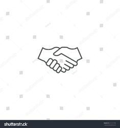 two hands shake over each other in the middle of a white background with black lines