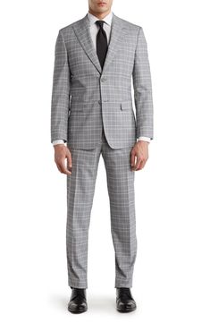 English Laundry Plaid Two Button Peak Lapel Trim Fit Suit | Nordstromrack