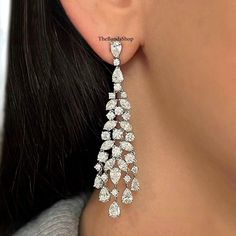 Multi Shape Lab Grown Diamond Earrings, Chandelier Earrings, Dangle Drop Wedding Earrings Gift, 18k White Gold Earrings, Party Wear Earrings   ✹✹𝐖𝐞𝐥𝐜𝐨𝐦𝐞 𝐭𝐨 𝑻𝒉𝒆𝑩𝒂𝒏𝒅𝒔𝑺𝒉𝒐𝒑✹✹ ★ 𝑺𝒕𝒐𝒏𝒆𝒔 𝑫𝒆𝒕𝒂𝒊𝒍𝒔 ★ ● Stone Shape:- Pear Cut & Marquise Cut & Round Cut ● Stone Type:- Simulated Diamond, Moissanite, Lab-Diamond & Natural Diamond ● Stone Size:- 4x3 mm & 4x2 mm & 2.50 mm, 2 mm  ● Color:- DEF ● Clarity: VVS-VS ● Cut Grade: Excellent ● Making Process: Handmade - Crafted by our e Earrings Party Wear, Diamond Chandelier Earrings, Diamond Chandelier, Earrings Chandelier, Wedding Earrings Drop, White Gold Earrings, Platinum Metal, Design Jewelry, Marquise Cut